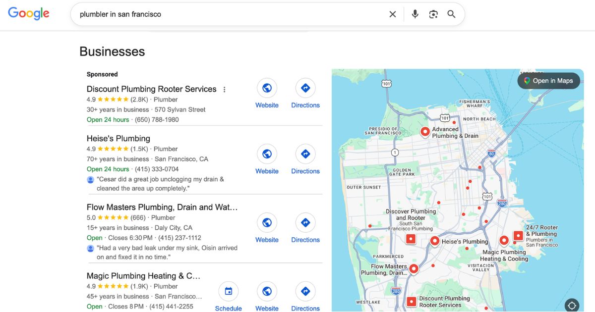 sitios web para plomeros en usa