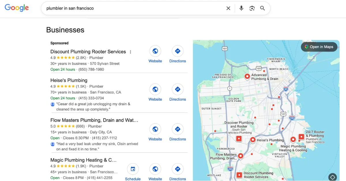 sitios web para plomeros en usa